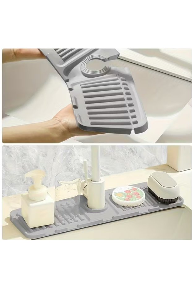 Under Sink Faucet Silicone Water Splash Mat – Kitchen & Bathroom Compatible