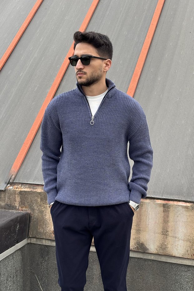 Men'S, Half-Zip, Stand Collar, Winter, Knitwear Knitted, Old Money Culture, Sweater Pltk06