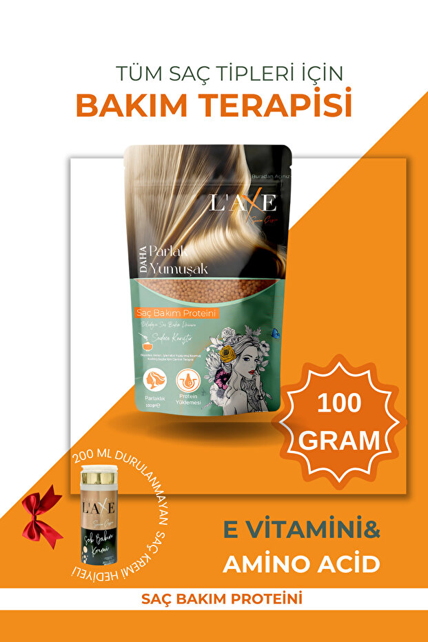 Professional Laxe İstanbul Boyadan Isıdan Yıpranmış Kopmuş Saçlara Canlılık Terapisi - Laxe Saç Bakım Proteini 100 Gram