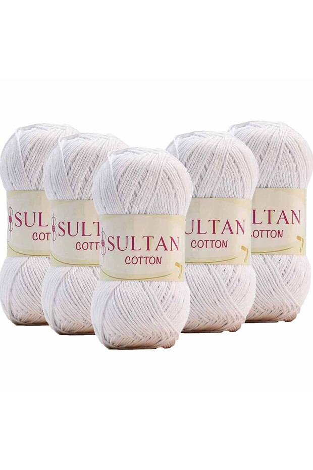 (5 Pieces) No:02 White Sultan Cotton Amigurumi Yarn