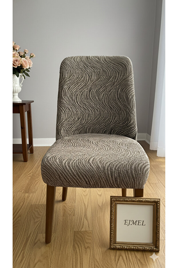 1 Piece Woven Jacquard Oval Chair Cover. Retro Chair Cover Elastic, Flexible, Waterway Pattern