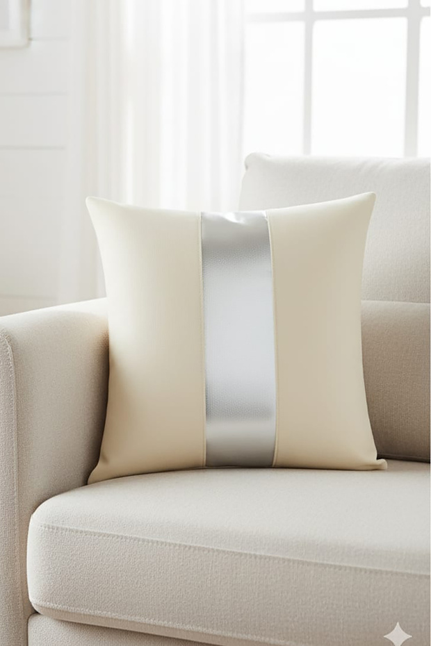 Silver Detail Throw Pillow Cover Stain Resistant Erasable