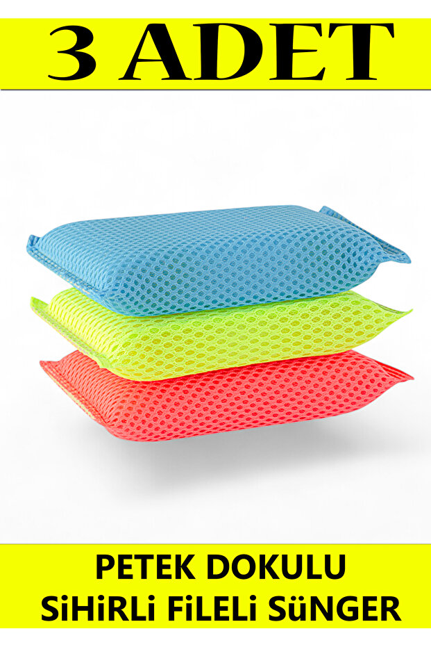 Honeycomb Textured Magic Mesh Sponge 3 Pieces