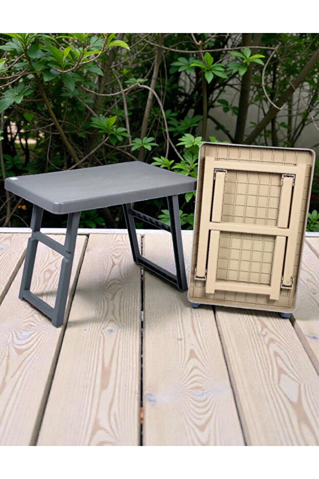 طاولة رحلات بلاستيكية قابلة للطي بلون رمادي - 1