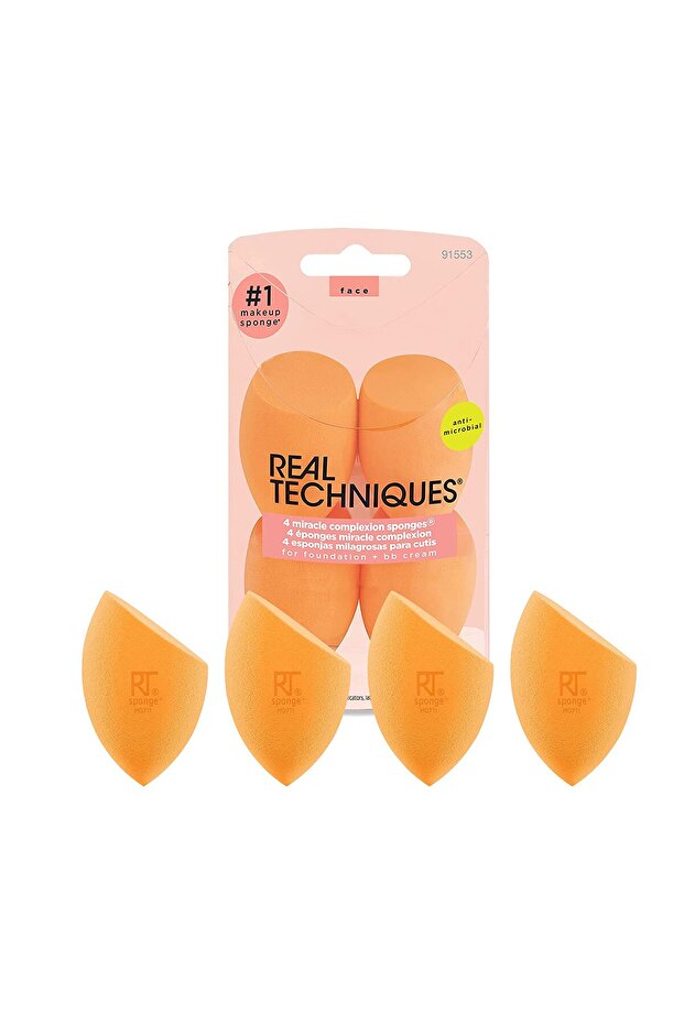 مجموعة إسفنجات Real Techniques Miracle - عبوة من 4 قطع، برتقالي