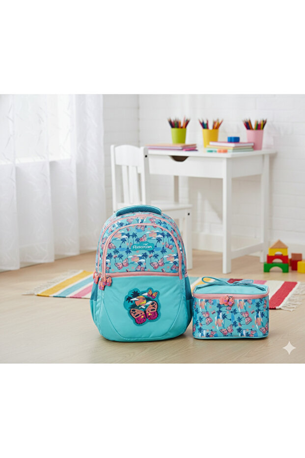 New Season Figured Unisex Primary School Bag Double Set