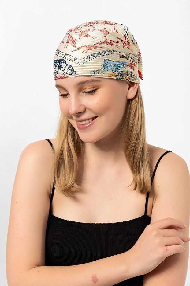 Bandană eșarfă plisată cu model - 2