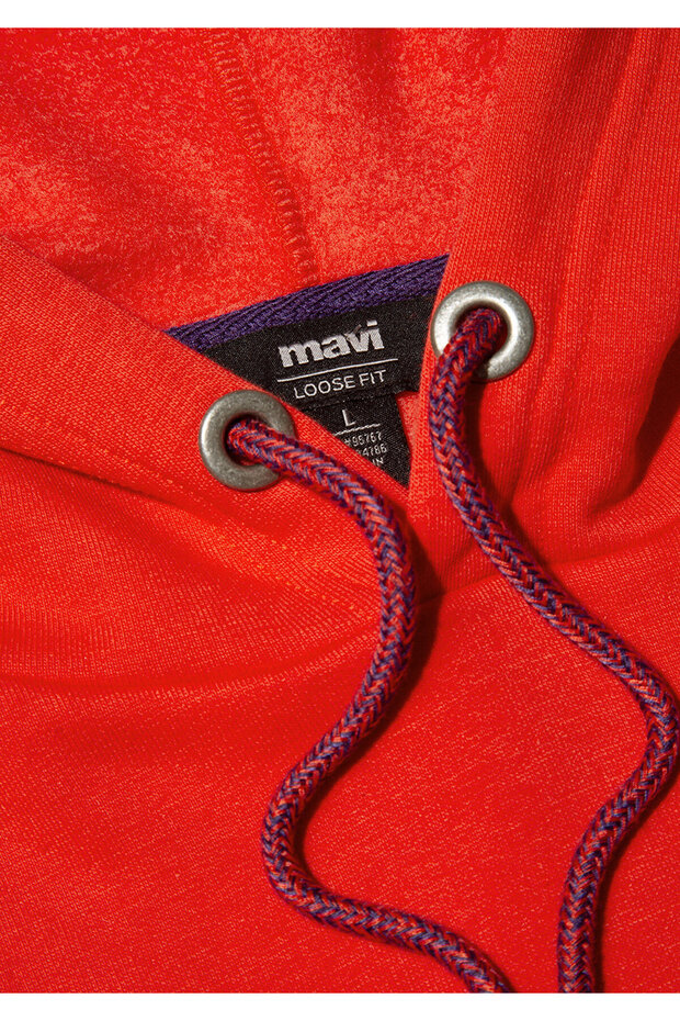 Logo vyšívaná červená mikina s kapucí 065809 -70481 - 7