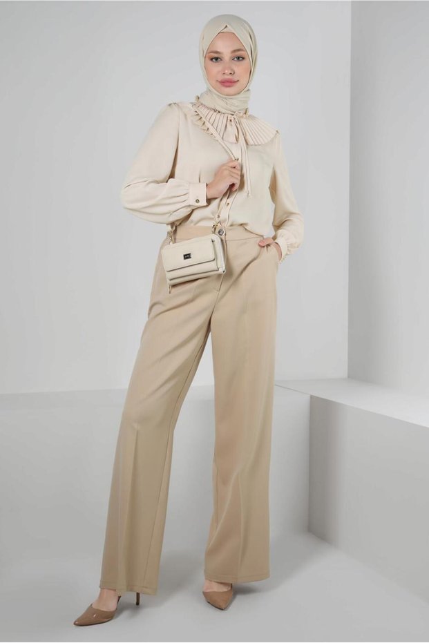 PILISE DETAIL BUTTONED BLUZ 43897