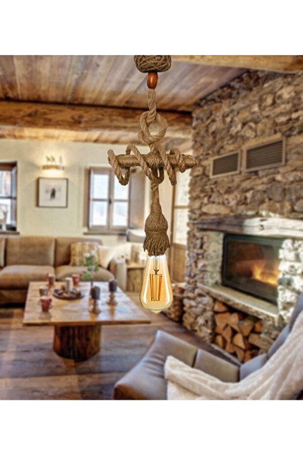 Halat Avize Tekli Rustik Tasarım Halatlı - 1