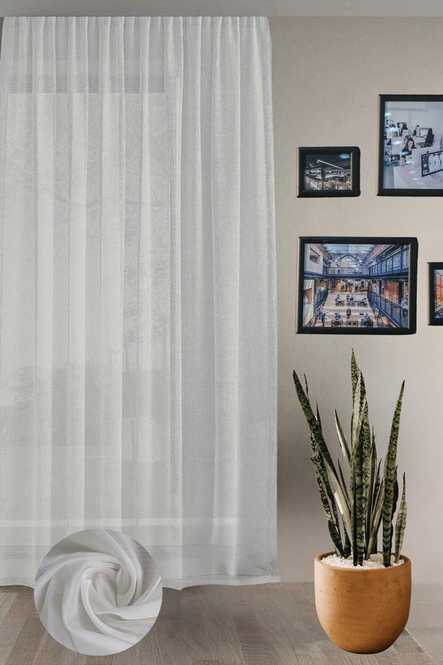 Tergal Sheer Curtain Living Room Iron-Free Lead-Free t Single Panel Extra Foam Cream