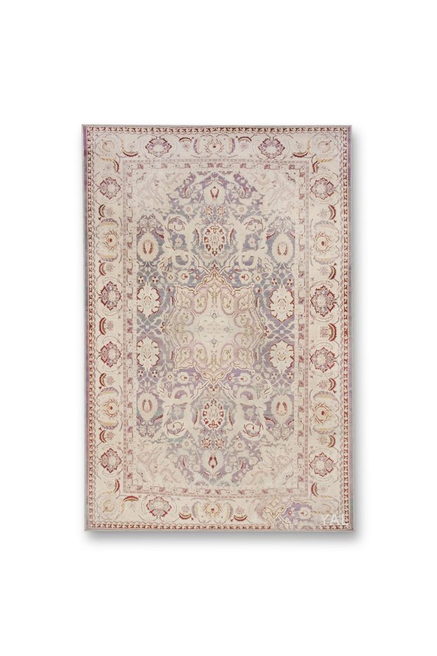 Mosso Blue Purple Tones Ethnic Flowers Pattern Woven Base Vintage Decorative Carpet Mosso1985