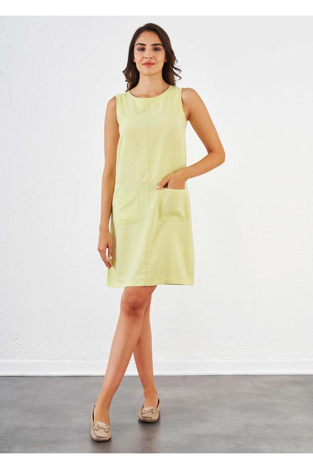 Kadın Keten Elbise - 45367 - 4