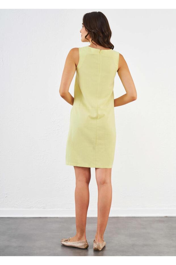 Kadın Keten Elbise - 45367 - 5