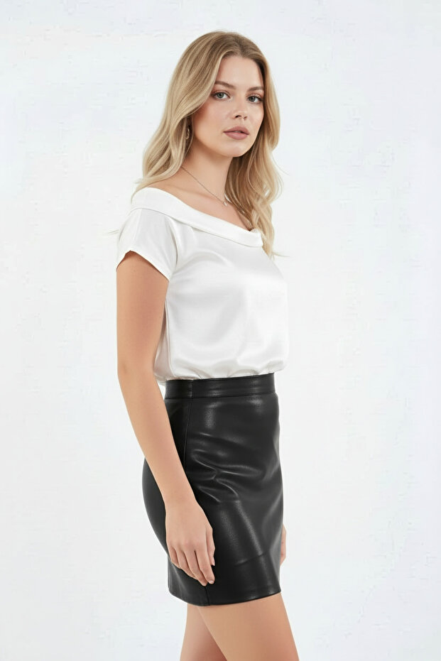 Suni Deri Mini Etek - 2