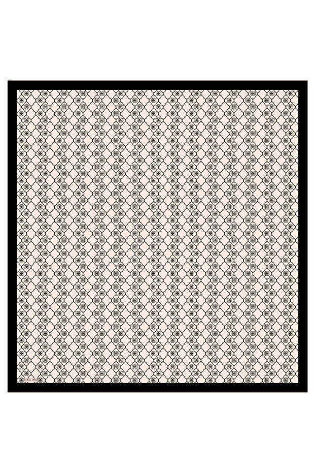 Krem Monogram İpek Eşarp - 2