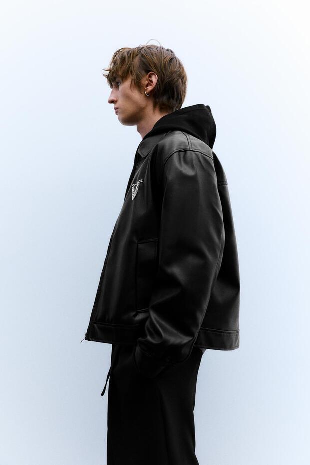 Suni deri trucker ceket - 4