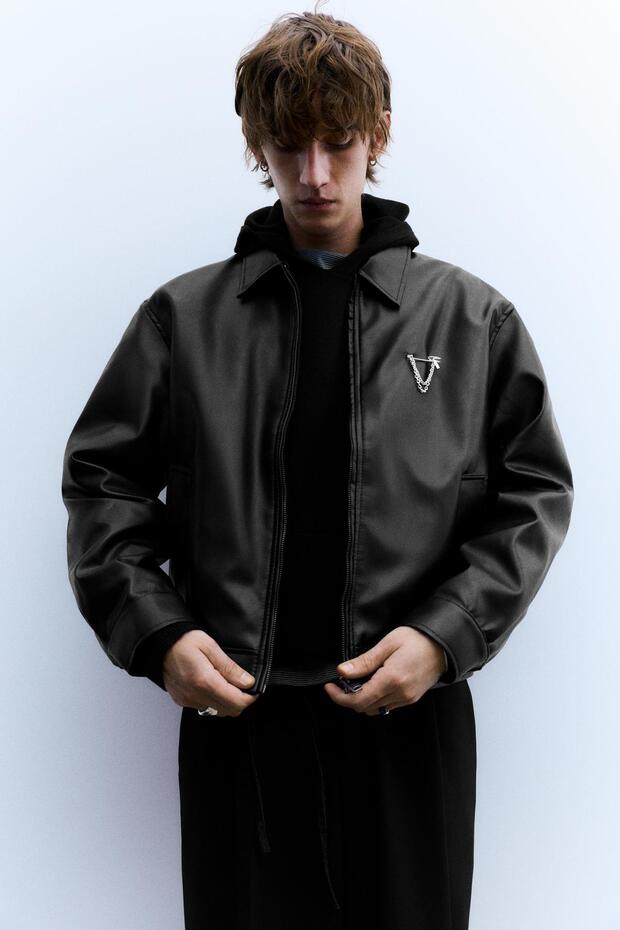 Suni deri trucker ceket - 1