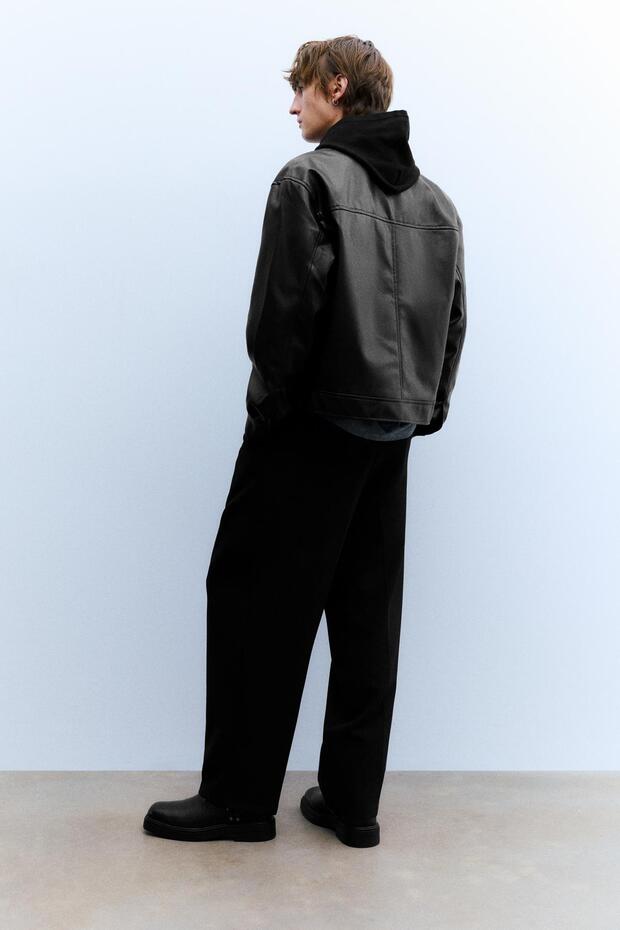 Suni deri trucker ceket - 5