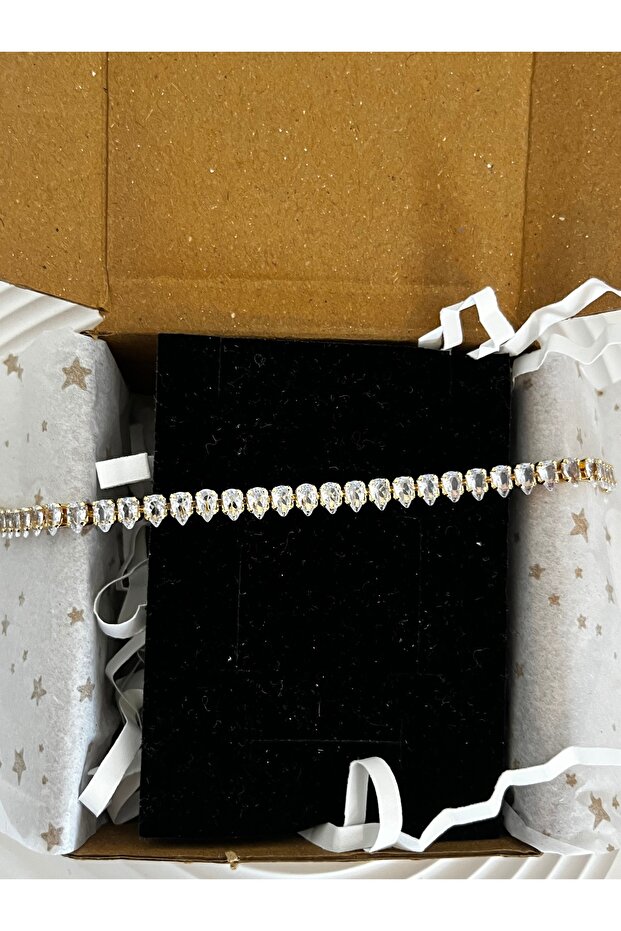 Gift Steel White Stone Diamond Model Bagette Waterway Bracelet