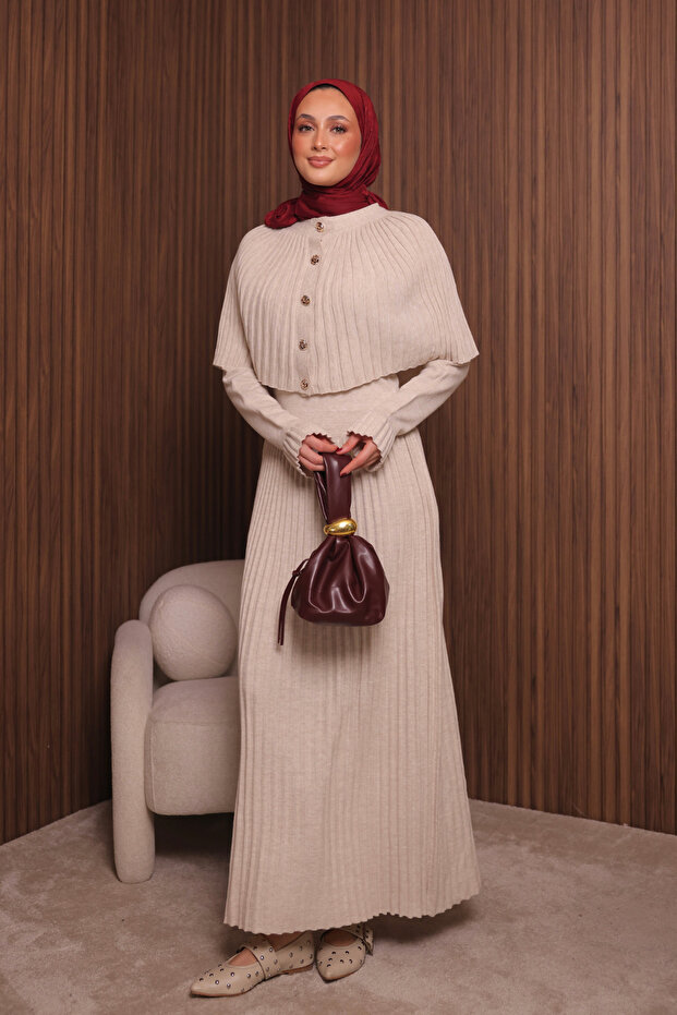 Women's Tight Knitted Cape Sweater Hijab Dress Std Size 1150