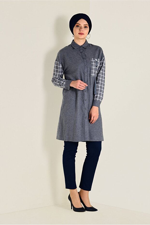 Square Patterned Buttoned Tunic 4633 - 3