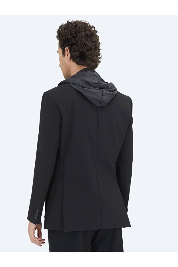 Siyah Düz Modern Fit Örme Ceket - 7