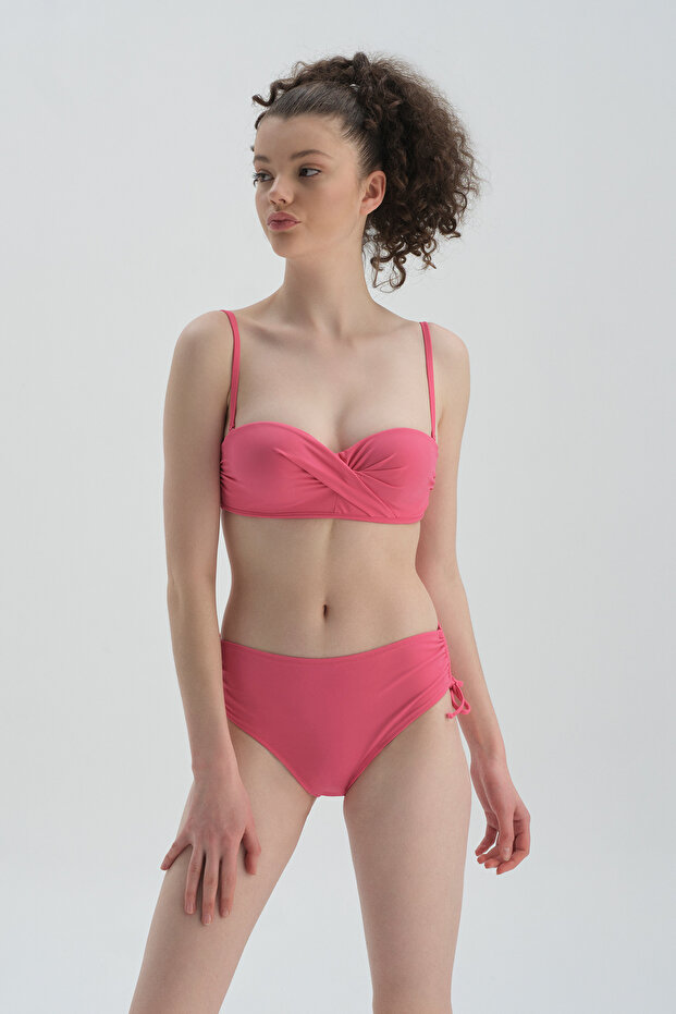 Fuşya Straplez Kaplı Bikini Üst - 4