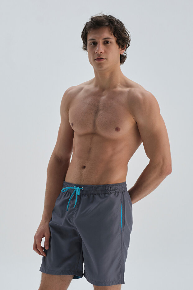 Gri Micro Orta Düz Deniz Şortu - 3