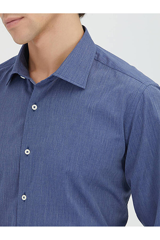 Indigo Regular Fit Woven Classic Cotton Blend Shirt - 5