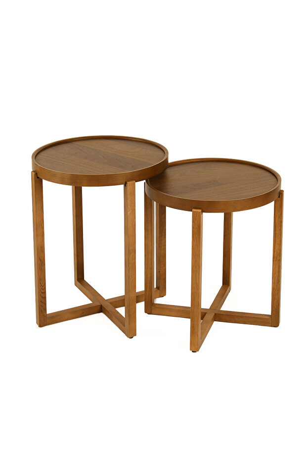 Nil İkili Zigon Sehpa Ceviz - 2