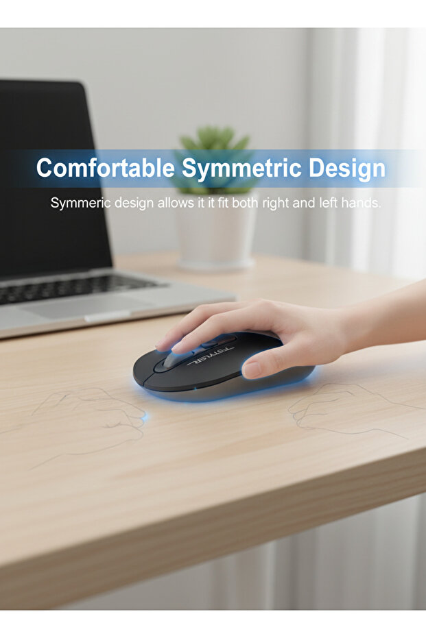 FG20 Fstyler 2.4G Wireless Mouse – Symmetric, 4 Buttons & 4-Way Wheel, 3-Level DPI (Black) - 5