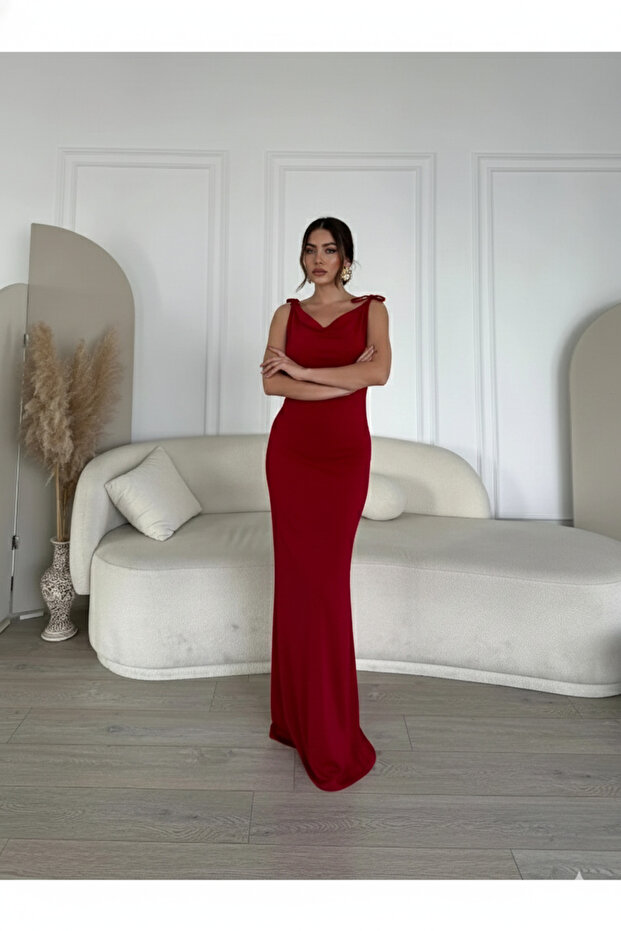 Sırt Dekolteli Degaje Elbise - 4