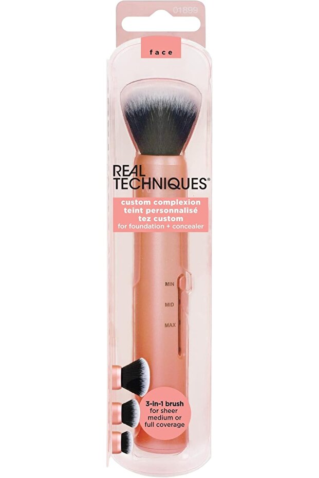 Custom Complexion Makeup Brush 3 In 1 Brush For Foundation And Concealer Orange RT1899