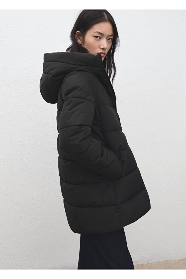 Kapüşonlu kapitone anorak - 7