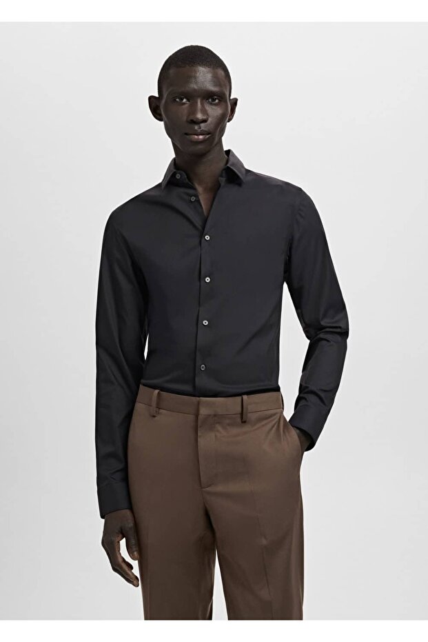 Slim fit pamuklu gömlek - 1