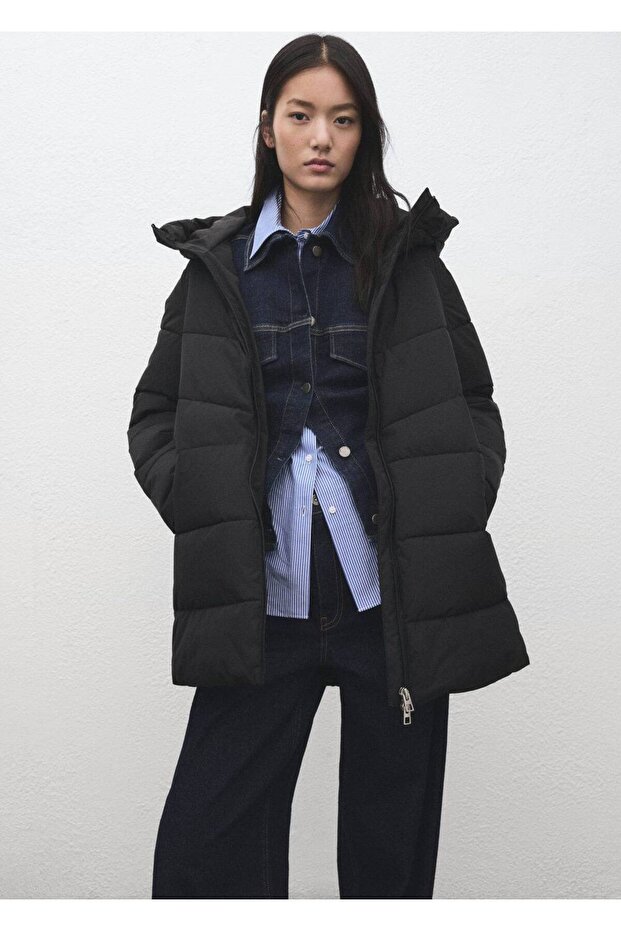 Kapüşonlu kapitone anorak - 7