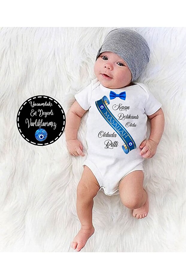 Name Writable I Became Circumcised I Became A Lad Mashallah Cotton Organic Printed Baby Bodysuit