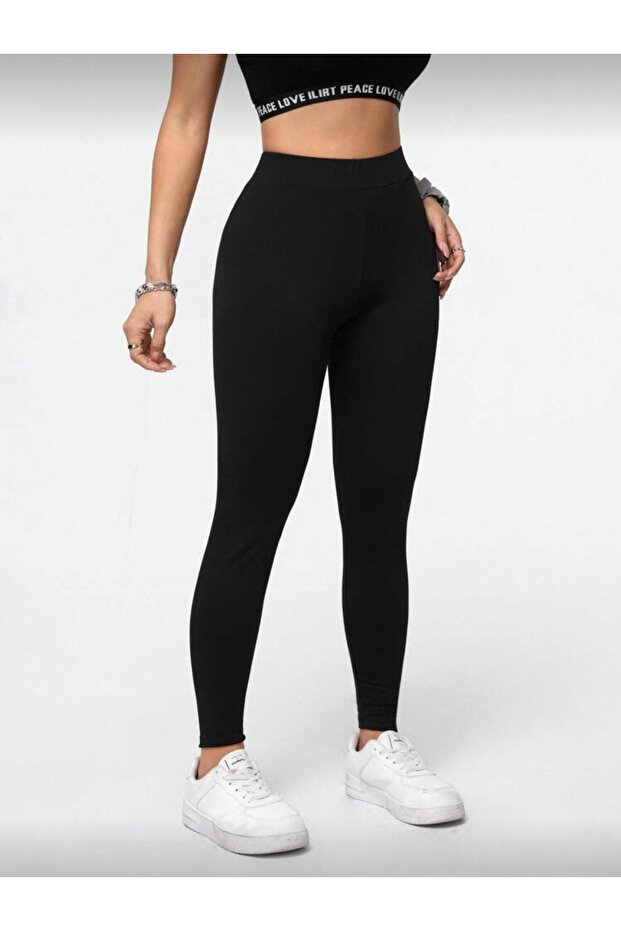 Women's High Waist Black Basic Sports Leggings