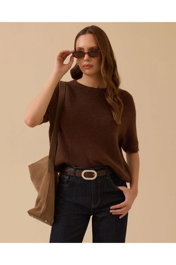 Kısa Kollu Triko Bluz - 2