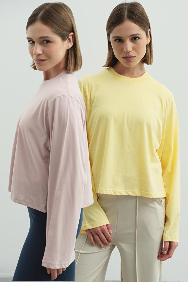 Wide Sleeve Oversize 2 Pack T-Shirt 965 Lilac/Yellow