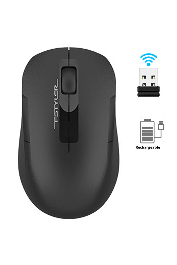 A4TECH Fstyler FG15C Air2 Dual-Mode Rechargeable Wireless Mouse (Desk + Air) - Black - 1