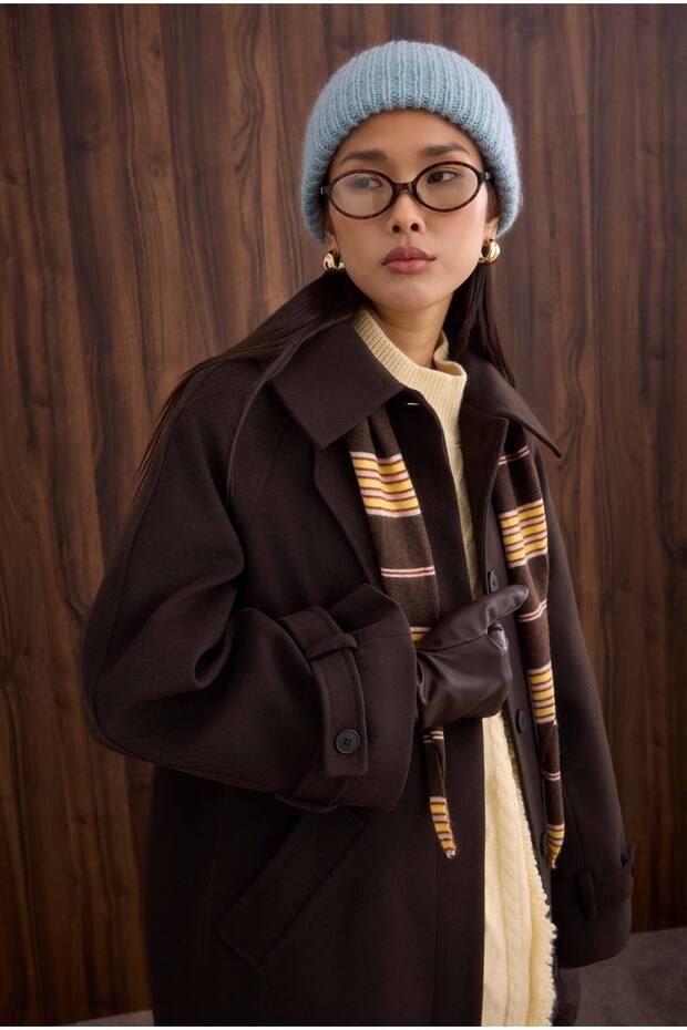 %100 Deri Uzun Eldiven Acı Kahve - 6