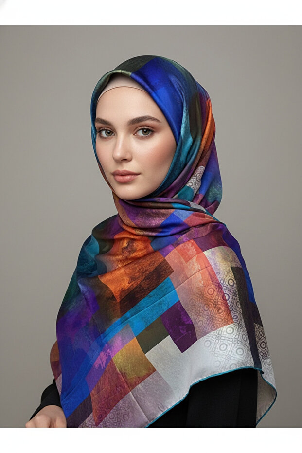 الاتجاه الطباعة الرقمية التعادل صبغ مستطيلة منقوشة وشاح رويان نمط 4 ألوان 3 - 4