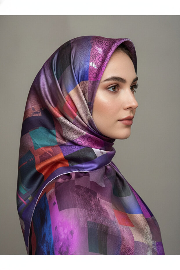 تريند الطباعة الرقمية التعادل صبغ مستطيل منقوشة وشاح رويان نمط 4 ألوان 1 - 2