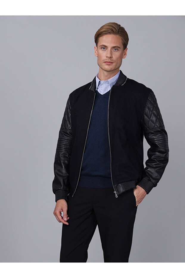 Erkek Deri Lacivert Ceket - E1032 - 1