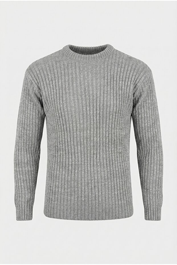 سترة تريكو أساسية بياقة دائرية، للشتاء والربيع، مخططة، ذات ملمس مميز، 25PLTK17 - 6