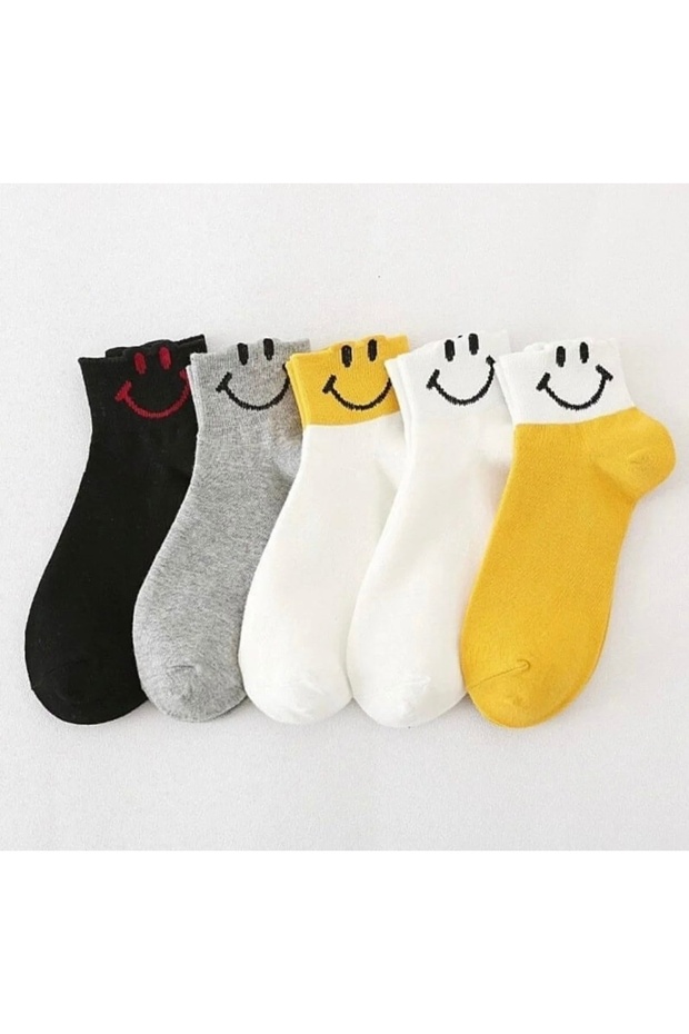 Pack of 5 Women's Multicolored Cotton College Tennis Socks