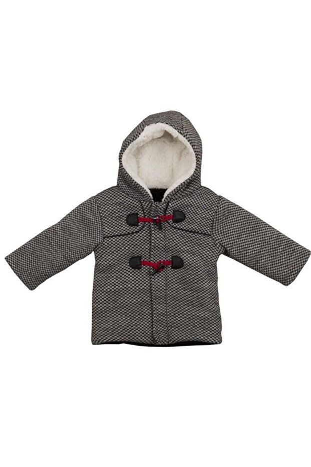 Erkek Bebek Plane Örme Kapşonlu Kaban - 1