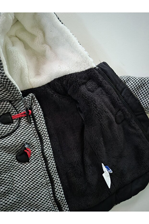 Erkek Bebek Plane Örme Kapşonlu Kaban - 4